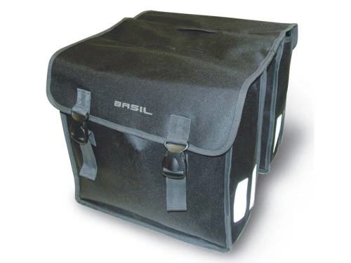 Sakwa miejska podwójna BASIL MARA XL 35L, mocowanie na paski, wodoodporny poliester, czarna (NEW)