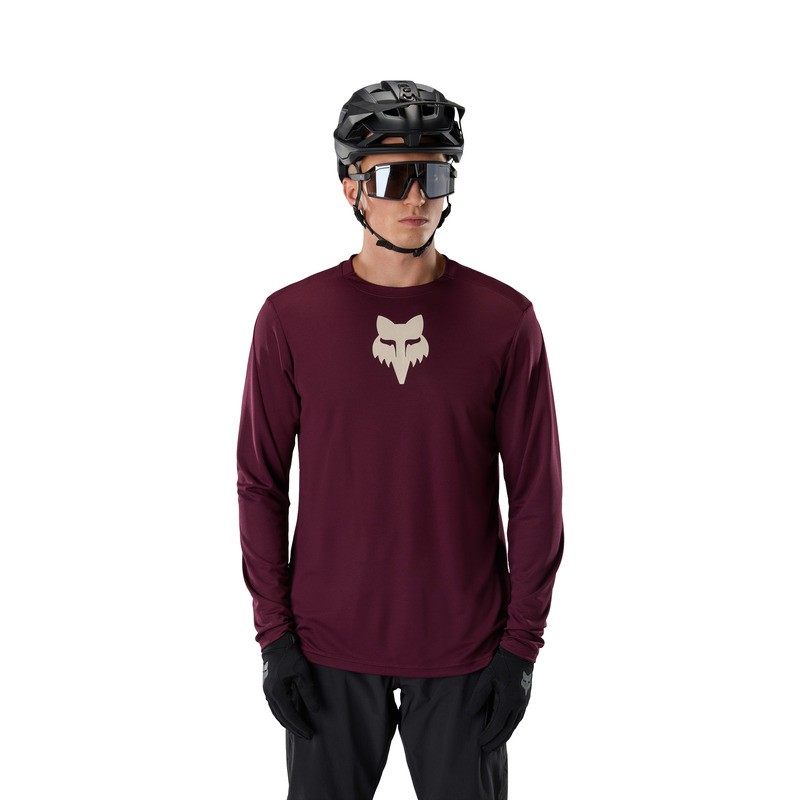 KOSZULKA ROWEROWA Z DŁUGIM RĘKAWEM FOX RANGER HEAD DARK MAROON S