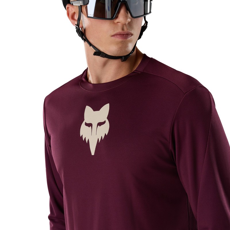 KOSZULKA ROWEROWA Z DŁUGIM RĘKAWEM FOX RANGER HEAD DARK MAROON XL