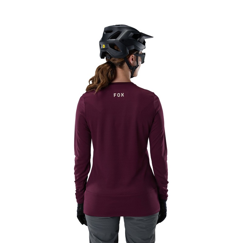 KOSZULKA ROWEROWA Z DŁUGIM RĘKAWEM DAMSKA FOX RANGER HEAD DARK MAROON XS