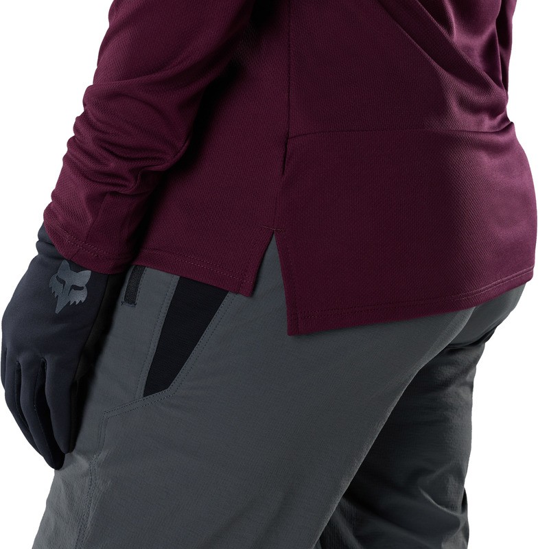 KOSZULKA ROWEROWA Z DŁUGIM RĘKAWEM DAMSKA FOX RANGER HEAD DARK MAROON XS