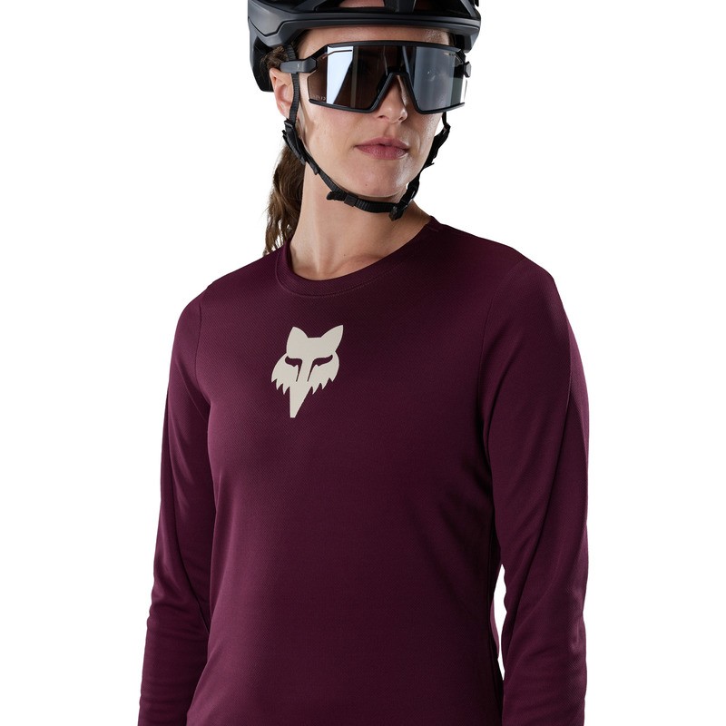 KOSZULKA ROWEROWA Z DŁUGIM RĘKAWEM DAMSKA FOX RANGER HEAD DARK MAROON M
