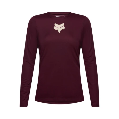KOSZULKA ROWEROWA Z DŁUGIM RĘKAWEM DAMSKA FOX RANGER HEAD DARK MAROON L