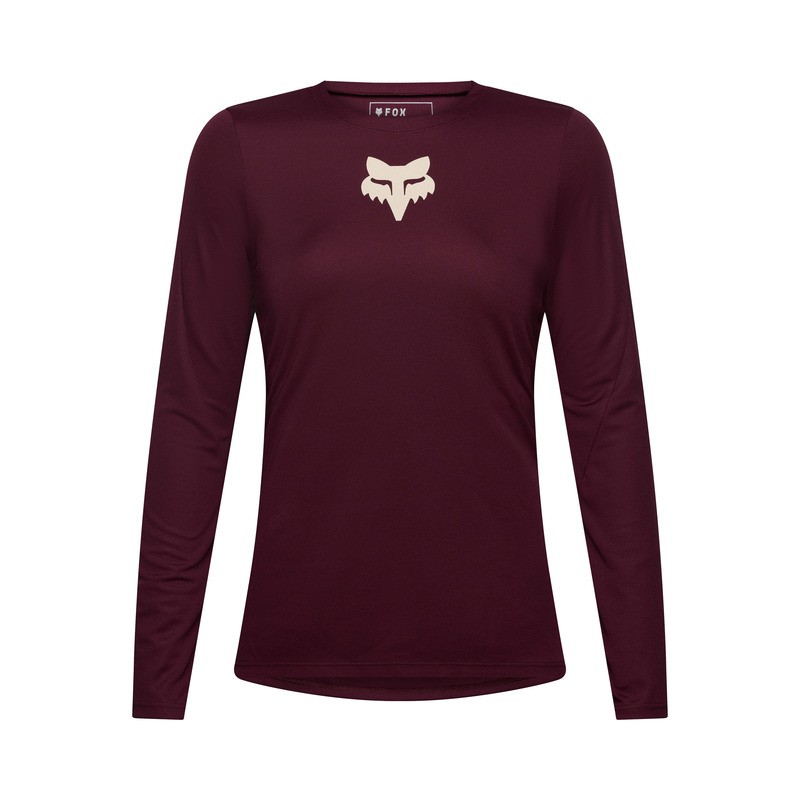 KOSZULKA ROWEROWA Z DŁUGIM RĘKAWEM DAMSKA FOX RANGER HEAD DARK MAROON L