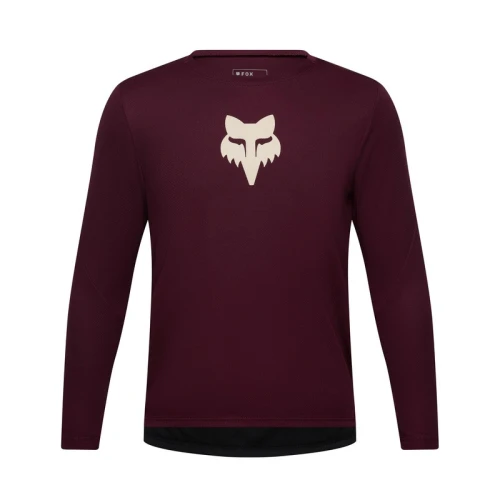 KOSZULKA ROWEROWA Z DŁUGIM RĘKAWEM JUNIOR FOX RANGER HEAD DARK MAROON YM