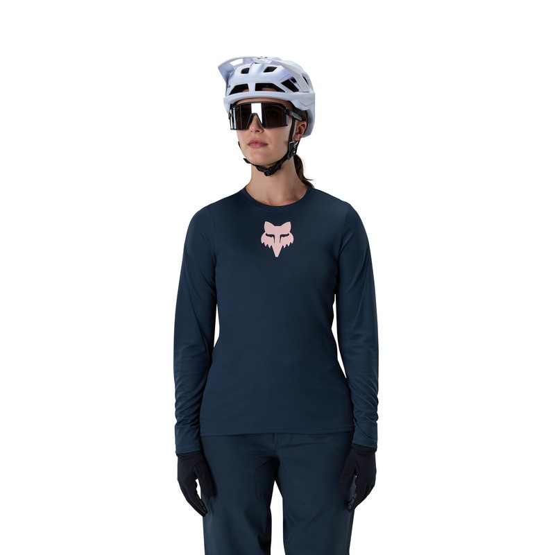 KOSZULKA ROWEROWA Z DŁUGIM RĘKAWEM DAMSKA FOX RANGER HEAD GALAXY BLUE S
