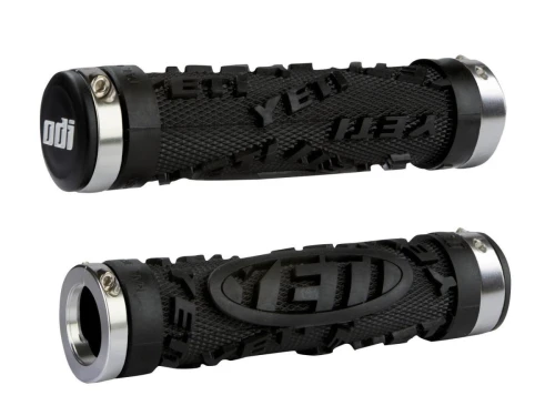 ODI MTB grips Yeti Hardcore Lock-On black, 130mm silver clamps, Bonus Pack