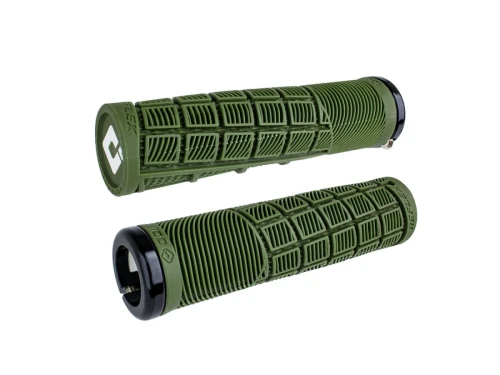 ODI Grips Reflex v2.1 Lock-On army green w/ black clamps 135mm