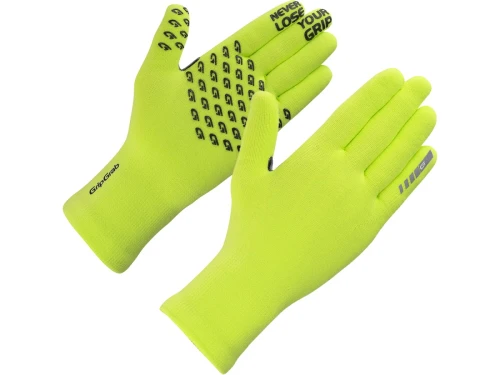 GripGrab Waterproof Knitted Winter Gloves, M/L, yellow hi-vis