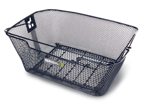 Kosz na tylny bagażnik BASIL CAPRI + haczyki mocujące Bottom hooks, stalowy czarny (NEW)