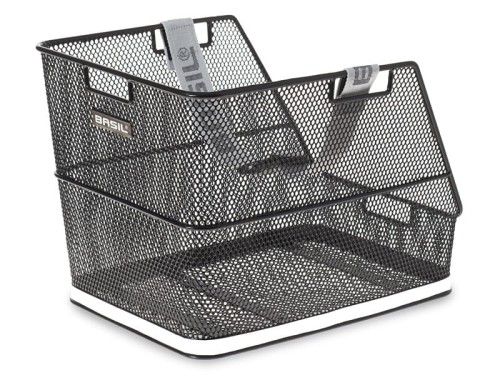 Kosz na tylny bagażnik BASIL CLASS + haczyki mocujące Bottom hooks, stalowy czarny (NEW)