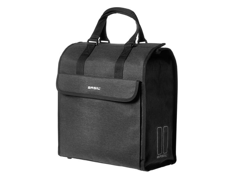 Sakwa miejska pojedyncza BASIL MIRA 17L, mocowanie na haki Hook-On System, wodoodporny poliester, czarna (NEW)