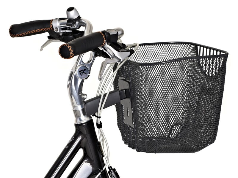 Wspornik mocujący do sztycy kierownicy BASIL PERMANENT SYSTEM moc.22-26mm, regulowana długość wspornika, system mocowania kosza na stałe (DWZ)