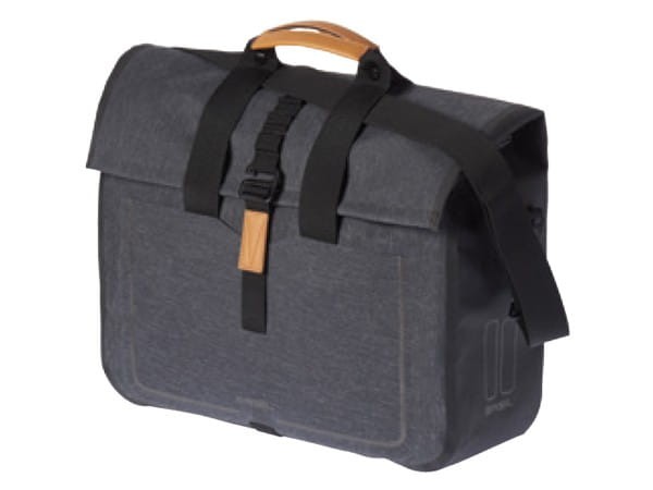 Sakwa miejska pojedyncza BASIL URBAN DRY BUSINESS BAG 20L, mocowanie na haki Hook-On System, wodoodporny poliester, charcoal melee (NEW)