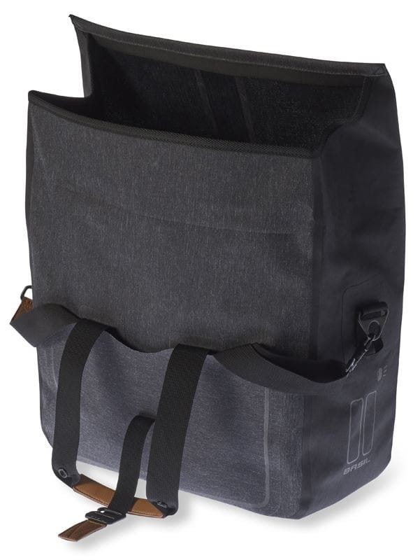 Sakwa miejska pojedyncza BASIL URBAN DRY BUSINESS BAG 20L, mocowanie na haki Hook-On System, wodoodporny poliester, charcoal melee (NEW)