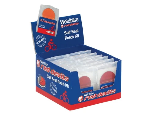 Zestaw łatek samouszczelniających do dętek WELDTITE Self Seal Patch Kit (6x Łatka samouszczelniająca), Pudełko 12szt. (NEW)