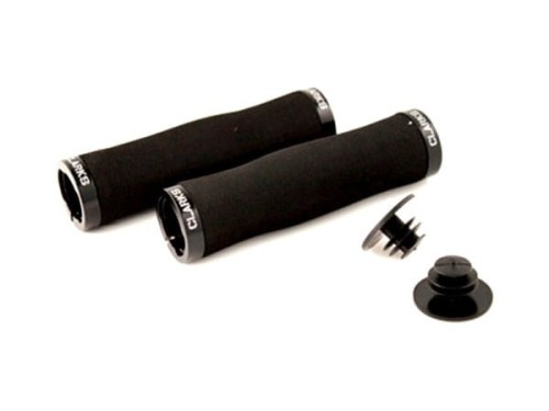 Chwyty kierownicy CLARKS CLO-223, LOCK-ON, Czarne neoprenowe, Pierścienie czarne aluminiowe anodyzowane