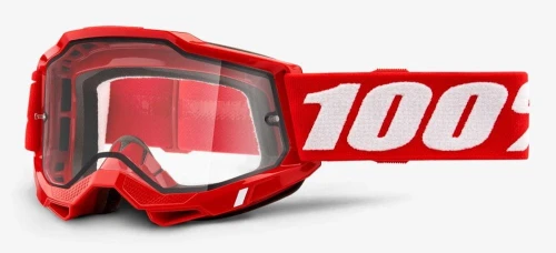 Gogle 100% ACCURI 2 ENDURO MOTO RED (Szyba Przezroczysta Podwójna)