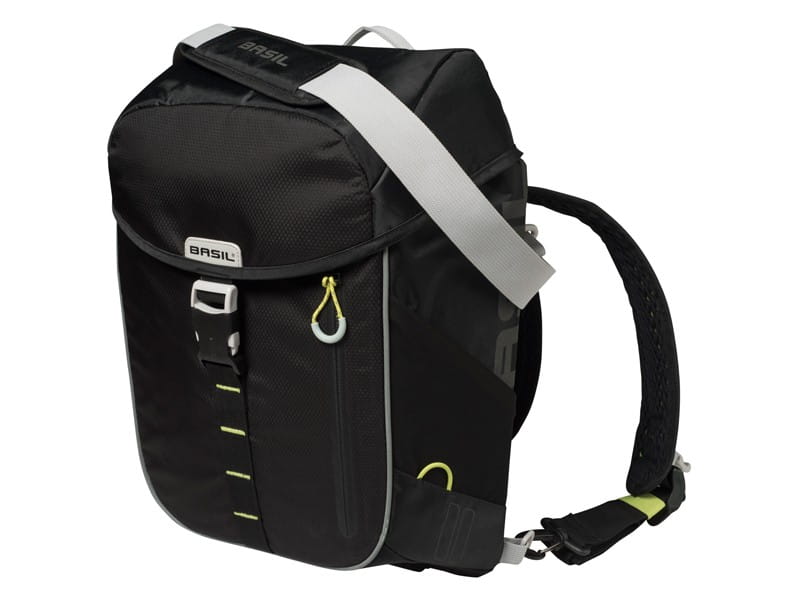 Sakwa turystyczna pojedyncza / plecak  BASIL MILES DAYPACK 14L, mocowanie na haki Hook-On System, wodoodporny poliester, czarna (NEW)