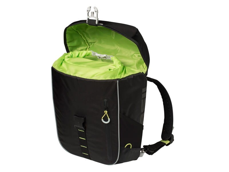 Sakwa turystyczna pojedyncza / plecak  BASIL MILES DAYPACK 14L, mocowanie na haki Hook-On System, wodoodporny poliester, czarna (NEW)