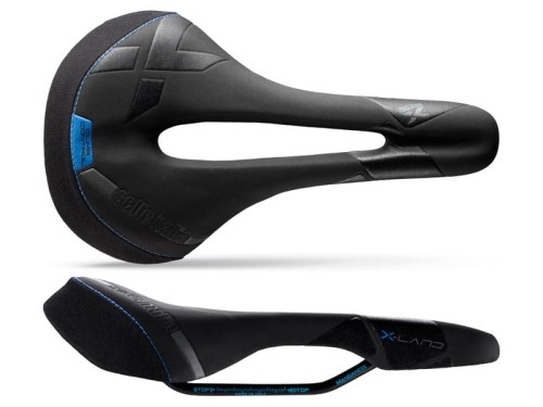 Siodło SELLE ITALIA X-LAND E-BIKE TM SUPERFLOW L (id match - L3) Manganese Tube 7,  fibra-tek- Mokka, 275g czarno-niebieskie (WYPRZEDAŻ 50%)
