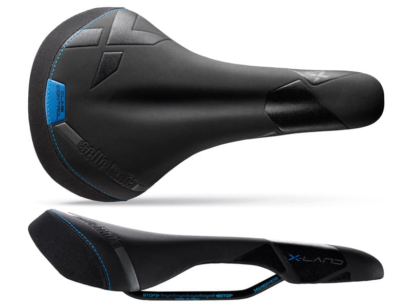 Siodło SELLE ITALIA X-LAND E-BIKE TM L (id match - L1) Manganese Tube 7, fibra-tek - Mokka, 280g czarno-niebieski (DWZ)