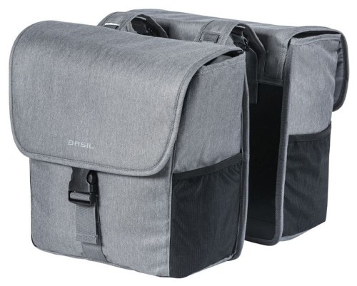 Sakwa miejska podwójna BASIL GO DOUBLE BAG 32L, mocowanie na paski, szary (NEW)