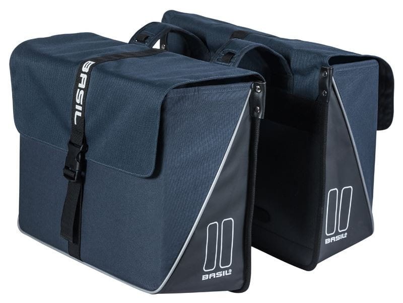 Sakwa Miejska Podwójna BASIL FORTE DOUBLE BAG 35L, Universal Bridge System, wodoodporna plandeka i poliester, granatowo-czarny (NEW)