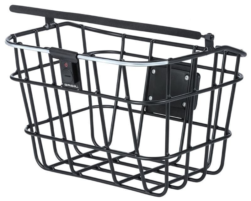 Kosz na kierownicę BASIL BREMEN ALU BE/KF NORDLICHT aluminowy + Oświetlenie + Płytka mocująca do kosza BASIL BASEASY + KLICKFIX ADAPTER PLATE system d