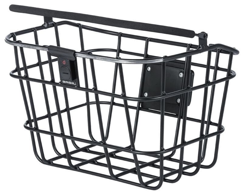 Kosz na kierownicę BASIL BREMEN ALU BE/KF NORDLICHT aluminowy + Oświetlenie + Płytka mocująca do kosza BASIL BASEASY + KLICKFIX ADAPTER PLATE system d