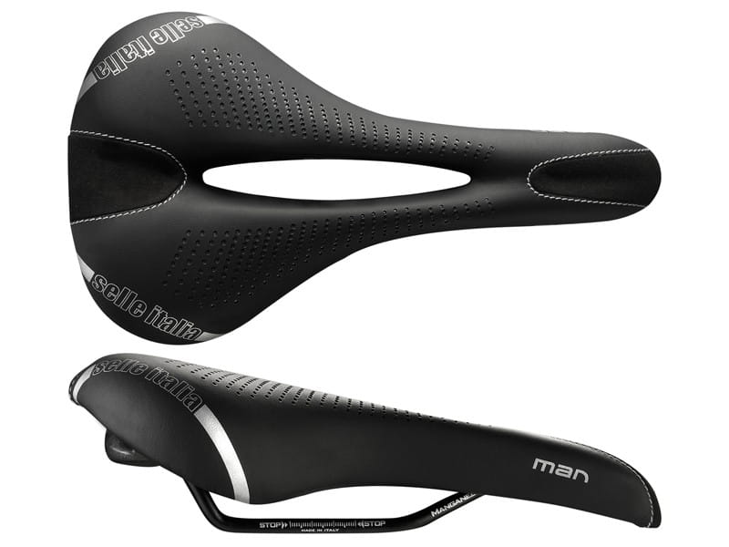 Siodło SELLE ITALIA MAN GEL FLOW L (id match - L2) Manganese Tube 7, fibra-tek, 310g czarne (NEW 2021)