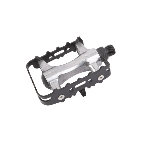 Pedały Basic aluminiowo-stalowe, łożyska kulkowe, srebrno-czarne