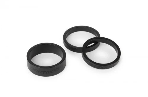 Podkładki pod stery, aluminiowe, 10mm/5mm/3mm, czarne anodowane, zestaw 3 szt.