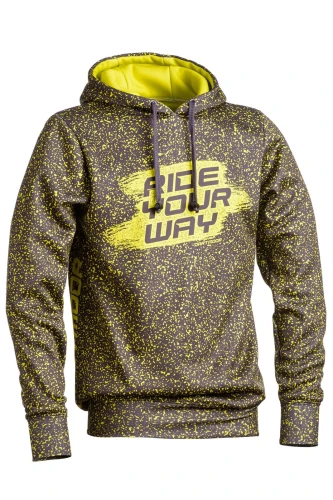 Bluza techniczna z kapturem Ride Your Way grafitowo-limonkowa, S