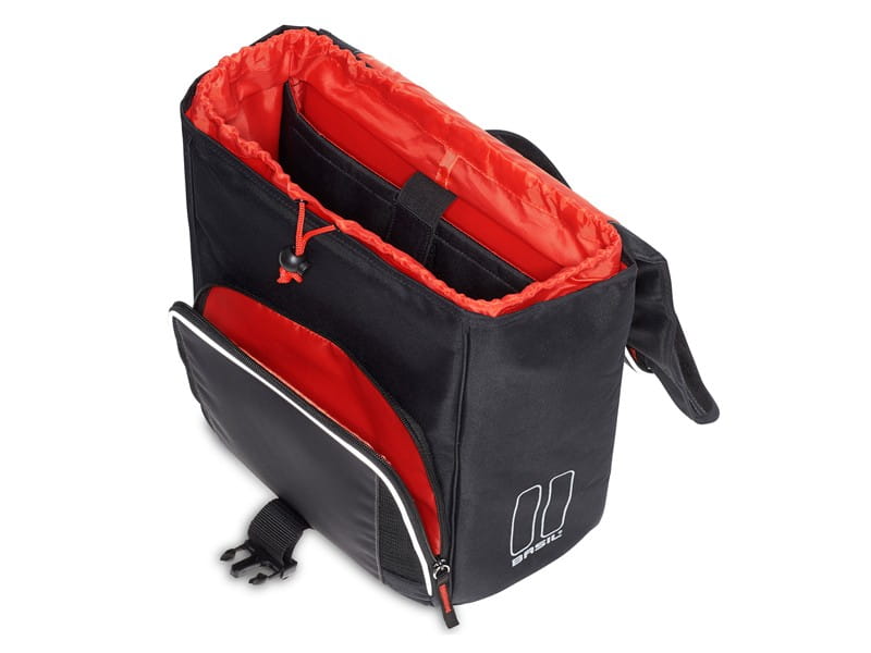 Sakwa miejska pojedyncza BASIL SPORT DESIGN COMMUTER BAG 18L, tablet/notebook, mocowanie na haki Hook-On System, wodoodporny poliester, black (NEW)