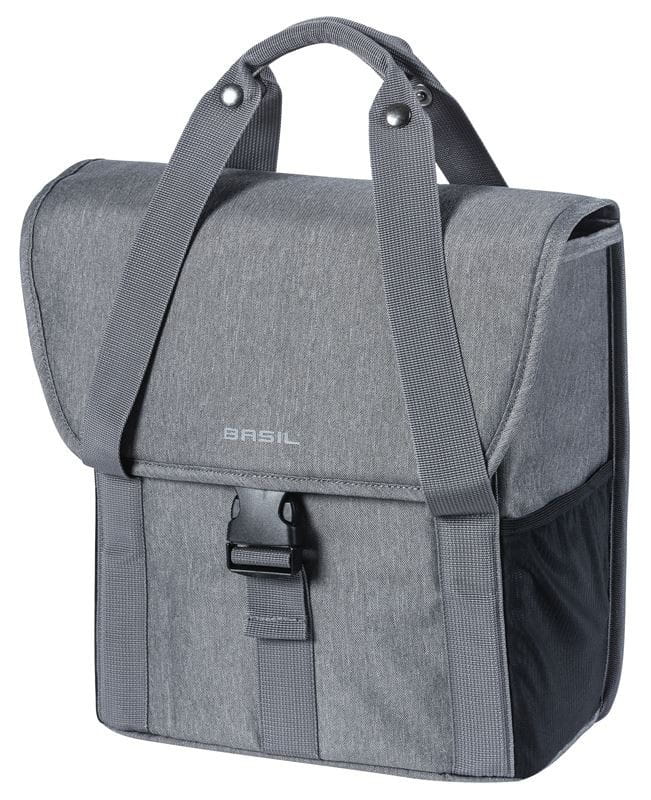 Sakwa miejska pojedyncza BASIL GO SINGLE BAG 16L, mocowanie na haki Hook-On System, szary (NEW)