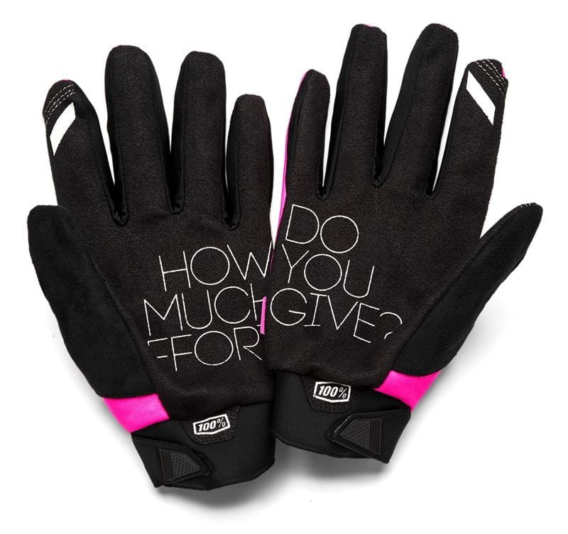 Rękawiczki 100% BRISKER Women's Glove neon pink black roz. L (długość dłoni 181-187 mm)