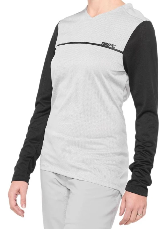 Koszulka damska 100% RIDECAMP Womens Longsleeve Jersey długi rękaw grey black roz. S