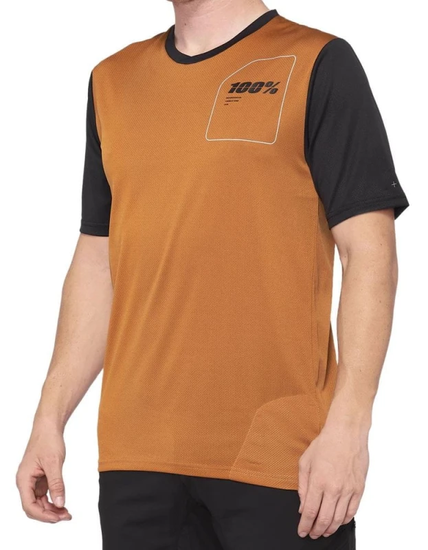 Koszulka męska 100% RIDECAMP Jersey krótki rękaw terracotta black roz. S