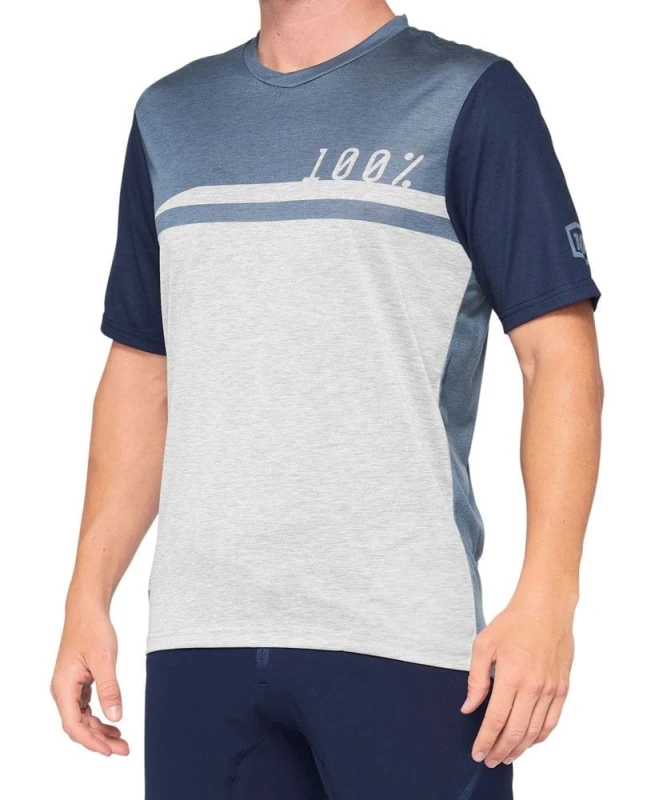 Koszulka męska 100% AIRMATIC Jersey krótki rękaw steel blue grey roz. M
