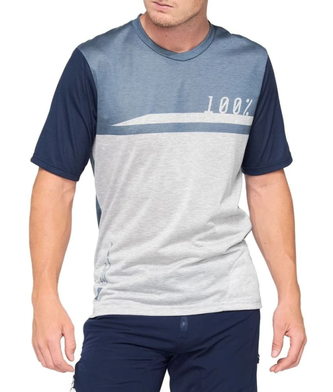 Koszulka męska 100% AIRMATIC Jersey krótki rękaw steel blue grey roz. M
