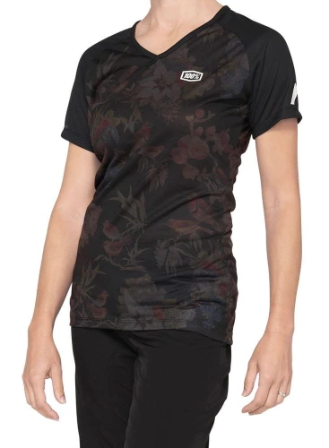 Koszulka damska 100% AIRMATIC Women's Jersey krótki rękaw black floral roz. S (NEW 2021)