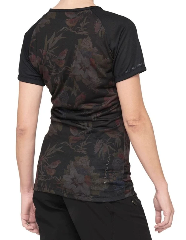 Koszulka damska 100% AIRMATIC Women's Jersey krótki rękaw black floral roz. S (NEW 2021)
