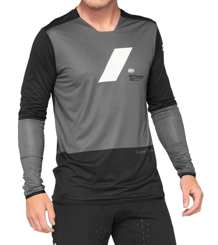 Koszulka męska 100% R-CORE X Jersey długi rękaw charcoal black roz. XL (NEW 2021)