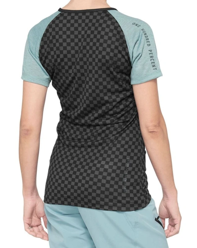Koszulka damska 100% AIRMATIC Women's Jersey krótki rękaw seafoam checkers roz. M (NEW 2021)