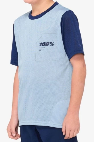 Koszulka juniorska 100% RIDECAMP Youth Jersey krótki rękaw light slate navy roz. S