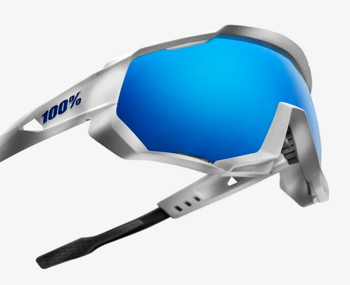 Okulary 100% SPEEDTRAP Matte White - HiPER Blue Multilayer Mirror Lens (Szkła Niebieskie Lustrzane Wielowarstwowe LT 13% + Szkła Przeźroczyste LT 93%)