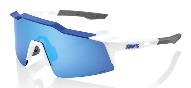 Okulary 100% SPEEDCRAFT SL Matte White/Metallic Blue - HiPER Blue Multilayer Mirror Lens (Szkła Niebieskie Lustrzane Wielowarstwowe LT 15% + Szkła Prz