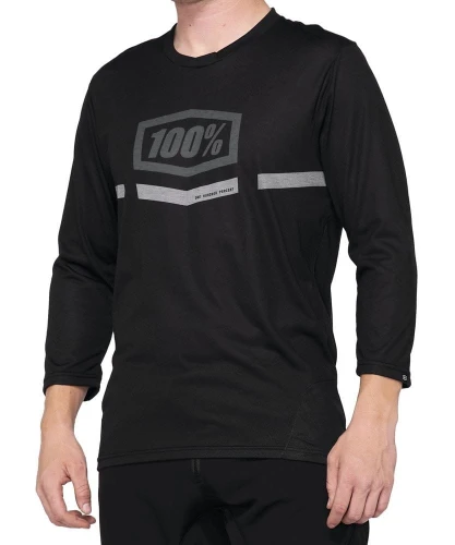 Koszulka męska 100% AIRMATIC 3/4 Sleeve Black roz. S