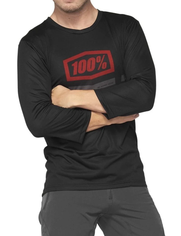 Koszulka męska 100% AIRMATIC 3/4 Sleeve Black Red roz. M